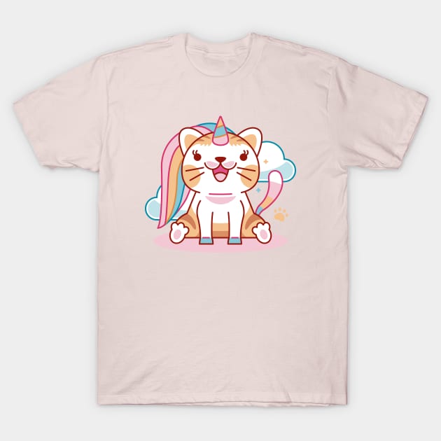 Unicorn Cat Kawaii T-Shirt by Lagelantee